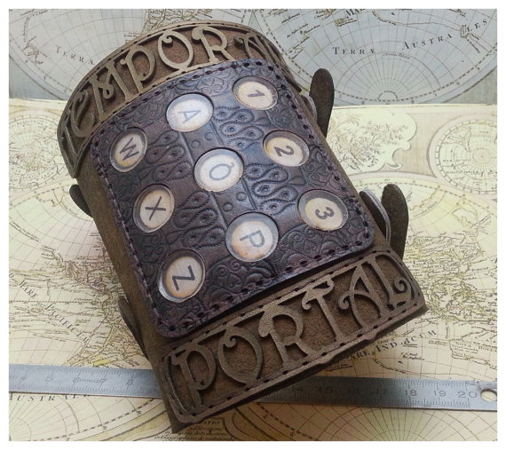 Steampunk Distressed leather Time travelling Arm Bracer Cuff - limited edition by Harlotsandangels steampunk buy now online