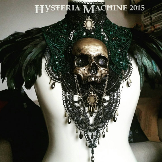 Catacomb Couture Gold and Emerald Chest Piece by HysteriaMachine steampunk buy now online