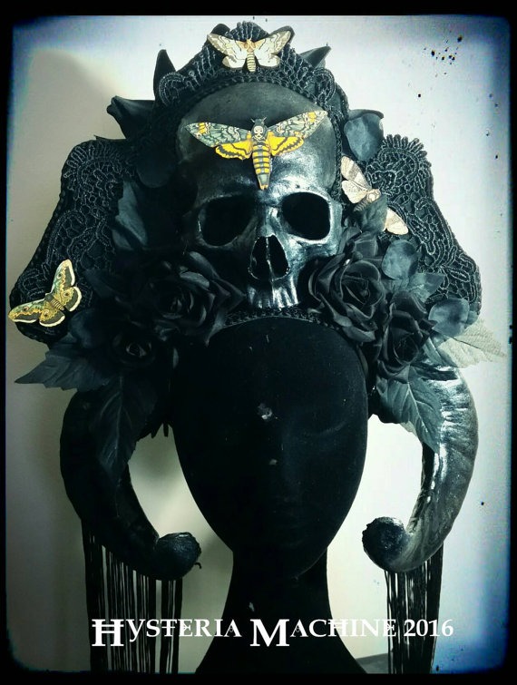 Large Midnight Garden of Death Skull Headdress by HysteriaMachine steampunk buy now online