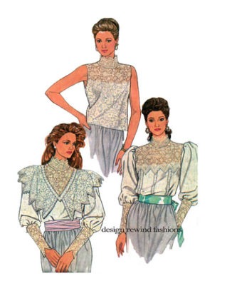 LACE BLOUSE PATTERN Steampunk Victorian Blouse Designer Jessica McClintock Simplicity 9025 Womens Sewing Patterns Size 10 Bust 32.5 UNCuT by DesignRewindFashions steampunk buy now online