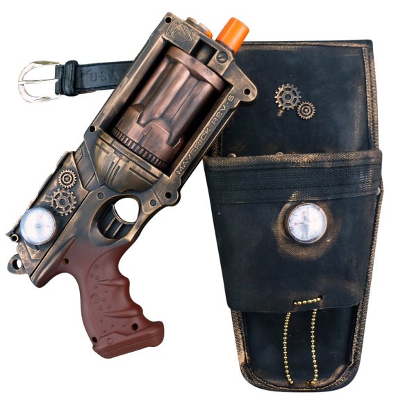 Steampunk TOY gun Nerf Maverick soft dart toy Holster-belt Cyber gothis cospla Vampire Zombie Man by UmbrellaLaboratory steampunk buy now online