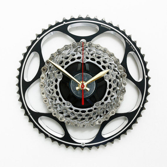 Bike Wall Clock, Bike Gear Wall Clock, Steampunk Wall Clock, Unique Wall Clock, Cycling Gear Clock, Gift for Cyclist, Engineering Gift by treadandpedals steampunk buy now online
