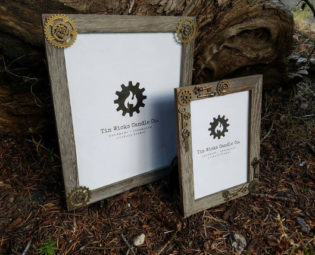 Artisan Rustic Wood Steampunk Picture Frame with Brass Gears & Keys || 5x7 || Tin Wicks Candle Co. || Steampunk Decor || Handmade Frames by TinWicksCandleCo steampunk buy now online