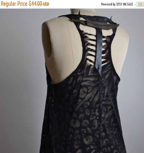 SUMMER SALE Black Leather Halter Top - Up-cycled Black Tank - Black Summer Tank - Summer Tank Top - Black Top - Rocker Tank by Suniq steampunk buy now online