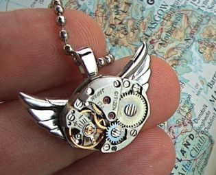 Steampunk Necklace Owl Jewelry Vintage Watch Movement Citizen Japan Small Pendant Handcrafted Original From Cosmic Firefly by CosmicFirefly steampunk buy now online