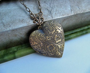 Antique Bronze Heart Photo Locket - Floral Tapestry Design - Timeless Keepsake Jewelry by Art Inspired Gifts by ArtInspiredGifts steampunk buy now online