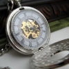 Pocket Watch, Silver Engraved Mechanical Watch, 15 inch Watch Chain, Groomsmen Gift, Men's Watch, Steampunk, Watch - Item MPW155 by ArtInspiredGifts steampunk buy now online
