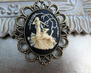 Sale - Ivory Lady and the Fawn Cameo Brooch - Victorian Steampunk Era by ArtInspiredGifts steampunk buy now online