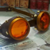 Steampunk Goggles Brass and Leather - The Commander with Orange Lenses by Discombobulous steampunk buy now online