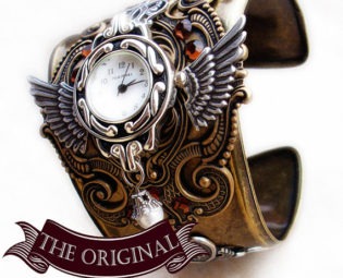 Steampunk Watch Cuff Brass Silver Winged Mens Womens Steam punk Jewelry steampunk wrist watch steampunk jewelry boyfriend girlfriend gift by Aranwen steampunk buy now online