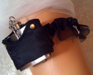 Wedding Garter Flask custom to your colors and theme. Bride and Bridesmaid flasks by SweetIntentions4U steampunk buy now online