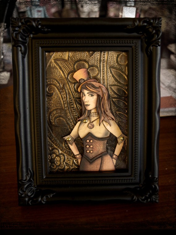 Abigail Della Morte Paper Doll - Framed Fine Art by DellaMorteSteampunk steampunk buy now online