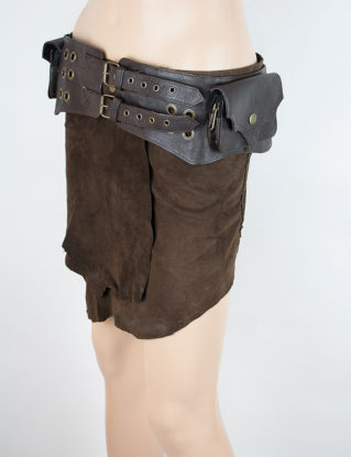 Leather utility belt bag steampunk festival belt with pockets - Inugami (0019) by fairyU steampunk buy now online