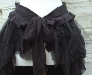 Upcycled Black Bustle Skirt Woman's Clothing Dark Mori Girl Gothic Tattered Lace Tribal Cotton Lace Layers Ruffles Gothic by BabaYagaFashion steampunk buy now online