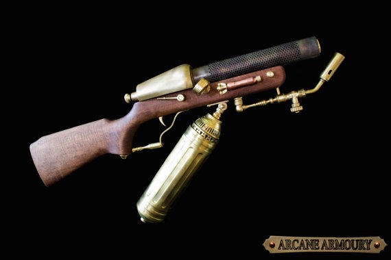 Steampunk Flame Thrower Rifle Prop (Non working display model) by ArcaneArmoury steampunk buy now online