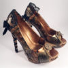 Steampunk Copper Black Lace Custom Heels, Hand Painted Shoes by RainbowFairyShoes steampunk buy now online
