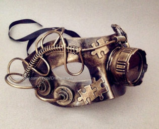 Steampunk Metallic Unisex Mens masquerade ball mask with Goggle Warrior Military Prom Party by Crafty4Party steampunk buy now online