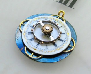 Steampunkology Antique Gears & Porcelain Dial Necklace Pendant, Vtg Pocket Watch Parts, Steampunk Compass Rose, The Captain's Wheel, N-S-E-W by Steampunkology steampunk buy now online