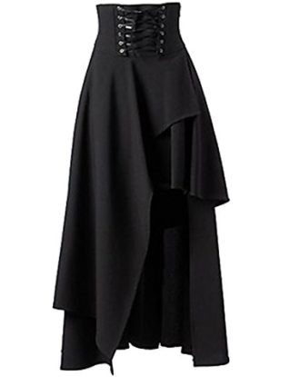 SBD Womens Retro Vintage Steam Punk Gothic Lolita Lace up Skirt Pure Black (M) steampunk buy now online