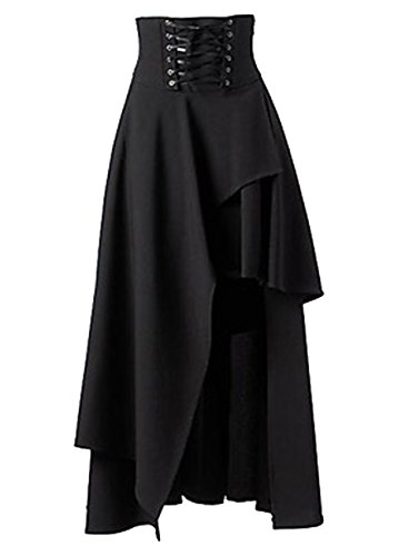 SBD Womens Retro Vintage Steam Punk Gothic Lolita Lace up Skirt Pure Black (M) steampunk buy now online