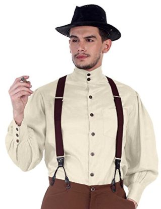 ThePirateDressing Steampunk Victorian Gothic Punk Vampire Seigneur Gentlemen Shirt Costume C1292 [Off White] [Large] steampunk buy now online