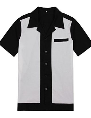 Generic Men's 50s male clothing rockabilly style fashion indie mens fifties bowling shirts (XL, White) steampunk buy now online