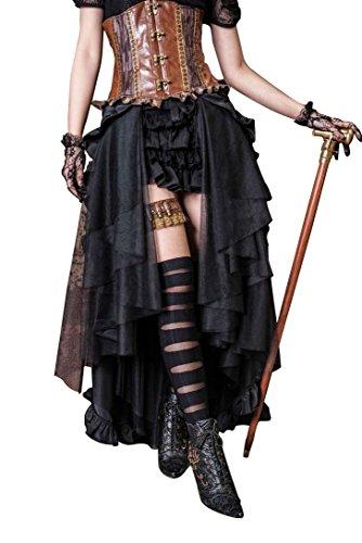 Steampunk Retro Victorian Punk Cincher Lace up Long Ruffle Pencil Skirt steampunk buy now online