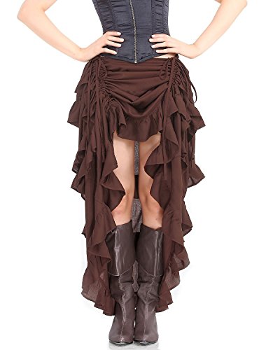 ThePirateDressing Steampunk Victorian Gothic Punk Vampire Show Girl Skirt C1367 [Chocolate] [Large] steampunk buy now online