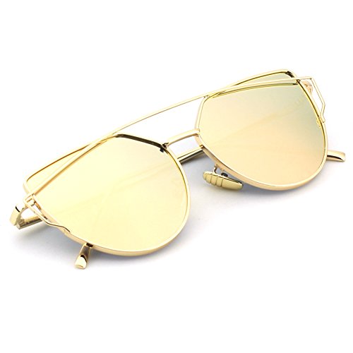 CGID Women's Modern Fashion Mirror Polarized Cateye Sunglasses Goggles UV400,Gold Pink steampunk buy now online
