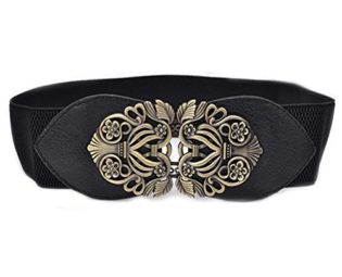 Davidlove Women Vintage Wide Elastic Stretch Waist Belt Waistband Dress Belts (Black) steampunk buy now online