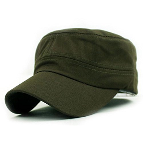 LHWY Summer Autumn Classic Plain Vintage Army Military Cadet Style Cotton Cap Hat Adjustable (Army Green) steampunk buy now online