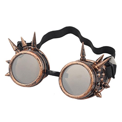 Bluester Rivet Steampunk Windproof Mirror Vintage Gothic Lenses Goggles Glasses (Red Copper) steampunk buy now online