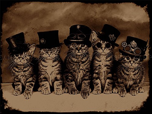 PHOTO PAINTING DF STEAMPUNK KITTENS SEPIA 18X24 '' POSTER ART PRINT GIFT LF121 steampunk buy now online