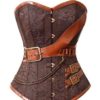 Lorembelle Women's Brocade Steampunk Embroidery Overbust Corset Brown Plus Size S-6XL (6XL, Brown) steampunk buy now online