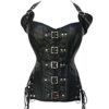 Kiwi-Rata Women's Black Faux leather Steampunk Sexy Corset Top Lingerie Button Up Halter Buckle-up steampunk buy now online