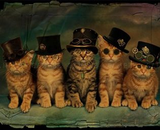 PHOTO PAINTING DF STEAMPUNK KITTENS PLASTER 18X24 '' POSTER ART PRINT LF120 steampunk buy now online