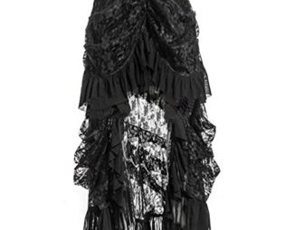 ETASSO Women Black Lace Punk Skirt Irregular Dress Steampunk Cosplay Costume steampunk buy now online