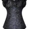 Kiwi-Rata Overbust Brocade Gothic Women's boned Lace up Corset G-string Black,XL 12-14 steampunk buy now online