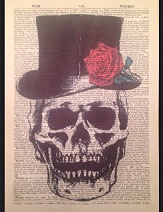 SKULL SKELETON STEAMPUNK WALL ART VINTAGE DICTIONARY PAGE PRINT PICTURE ROSE steampunk buy now online