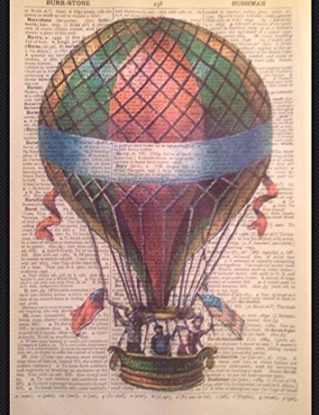 Steampunk Vintage Hot Air Balloon Print Dictionary Page Wall Art Picture Quirky steampunk buy now online