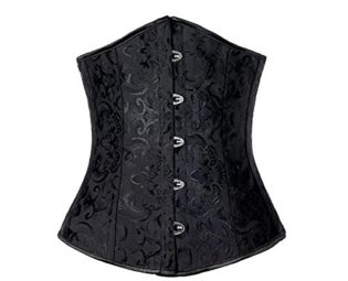 Beauty-You Women's Underbust Waist Training Brocade Boned Corset cincher Basques (6XL/UK 22-24, Black) steampunk buy now online