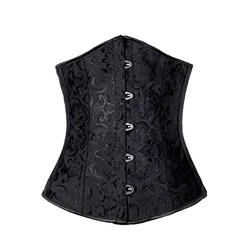 Beauty-You Women's Underbust Waist Training Brocade Boned Corset cincher Basques (6XL/UK 22-24, Black) steampunk buy now online