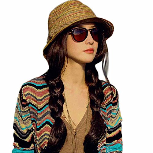 LHWY Summer Autumn Fashion Womens Straw Hat Color Striped Beach Sun Hat Foldable Hat steampunk buy now online