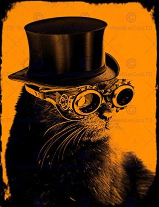 PAINTING FIELDING STEAMPUNK CAT MOJO TOP HAT POSTER ART PRINT BB12486B steampunk buy now online