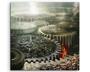 Steampunk_city_fantasy_art_60 x 60 CM Canvas Picture on Stretcher Frame High-Quality Art Print Wandbild. Cheaper than AN oil Painting Warning! Not A Poster! steampunk buy now online