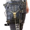 FOR U DESIGNS 3-In-1 Unisex Vintage PU Leather Rock Gothic Studded Steampunk Punk Handbag Waist Pack Shoulder Bag Leg Bag(Black) steampunk buy now online