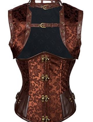 Kiwi-Rata Retro Gothic Steel Boned Brocade Vintage Steampunk Bustiers Corsets Set S-2XL steampunk buy now online