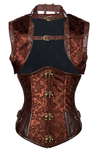 Kiwi-Rata Retro Gothic Steel Boned Brocade Vintage Steampunk Bustiers Corsets Set S-2XL steampunk buy now online