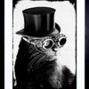PAINTING DIGITAL DAWN FIELDING STEAMPUNK CAT MOJO B&W FRAMED PRINT F12X8106 steampunk buy now online
