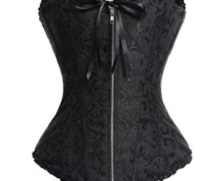 Kiwi-Rata Sexy Lady Vintage Lace Up Boned Zip Overbust Corset Bustier Top Plus Size steampunk buy now online